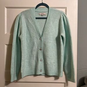 Loft mint green cropped cardigan